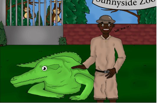 Salim leading Crazy Croc out of Sunnyside Zoo